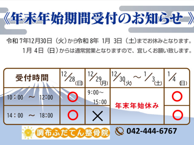 年末年始の休業について